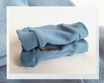 cuddly cuffs made of super soft cotton sweat matt light blue plain, as leg warmers or arm warmers, 16 cm length