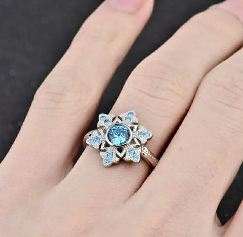 925 Sterling Silver Disney Frozen Ring Snowflake Ring Open Etsy