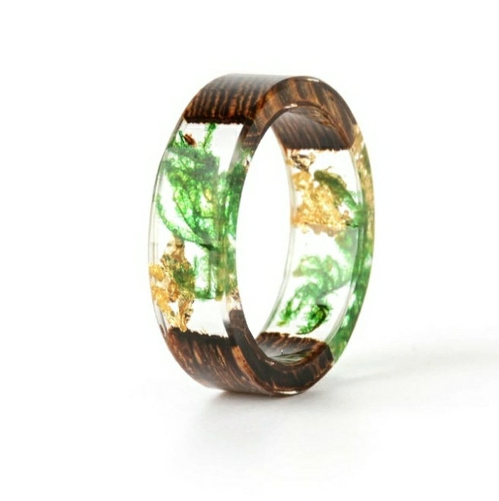 Epoxy Rings Clear Wood Resin Ring Handmade Dried Flower Ring Etsy