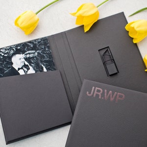Set of 10 Personalized Photo Box for 4х6, 5x7 and 6x8  prints and USB  Flash Drive, Black  packing for photos, Wedding Photo Box