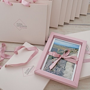 Borse di carta fatte a mano per stampe fotografiche 6x8, scatola fotografica personalizzata beige 15x21 cm, imballaggio per fotografi, confezione con marchio