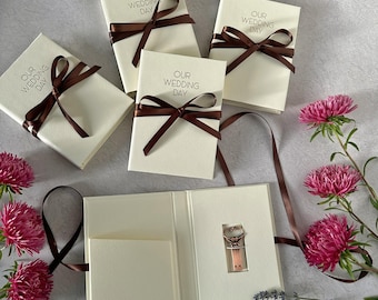 Personalisierte Beige Hochzeit Fotobox mit USB-Stick (4x6/5x7/6x8 Prints)