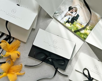 Handgemachtes Foto Album mit Umschlag für 4x6, 5x7, 6x8 Prints: Platz für 35 Prints. Hochzeitseinladung