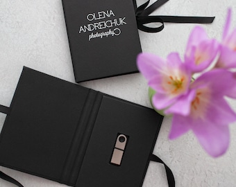 Personalisierte Schwarze USB Box: Handgemachte Fotografen Verpackung