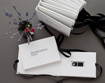 Personalized White Paper USB Box, Branding Packaging, Wedding Gift