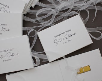 Personalisierte Weißbuch USB Box, Hochzeitsgeschenk