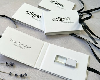 Personalisierte USB Box mit weißem Kristall USB 3.0, Hochzeitsgeschenk, individuelles Logo inklusive