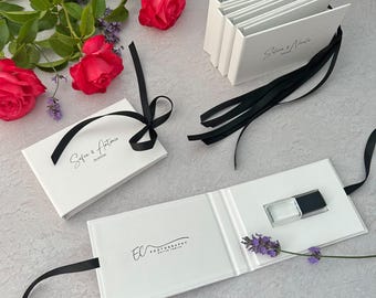 Personalized USB Box: Crystal flash drive 32 GB. Wedding Photographer Gift