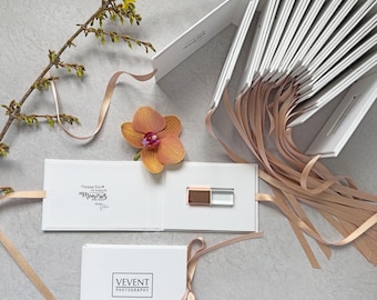 Personalisierte Weißbuch USB Box, handgemachtes Hochzeitsgeschenk