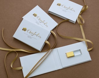 Personalisierte USB Box: Gold Crystal 16GB USB 3.0, Branding Geschenk