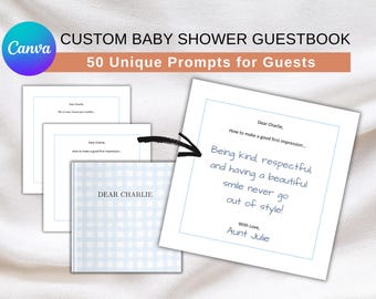DIY Customizable Baby Shower Guest Book with 50 Unique Prompts