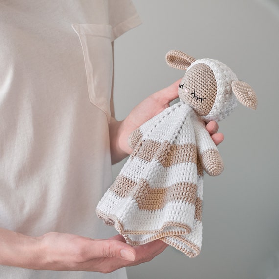 Crochet sheep lovey pattern Security blanket  Blanket toy