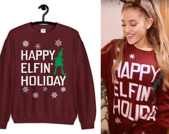 ariana grande happy elfin holiday sweater