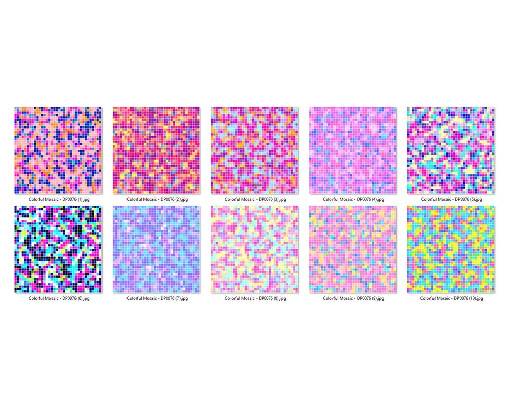 Mosaic Digital Paper, Seamless Patterns, Bright Colors, 12x12 Tileable ...
