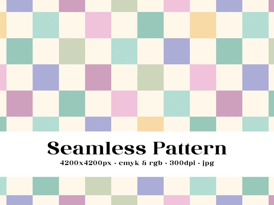 Pastel Checkered Seamless Pattern, Commercial Use Digital File, Fabric ...