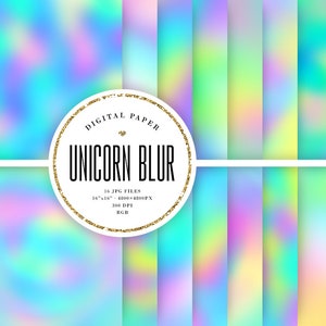 Unicorn Ombre Backgrounds, Aesthetic Blur Digital Paper, Abstract Gradient Scrapbook Paper 16x16, Pastel Rainbow COMMERCIAL USE Backdrops