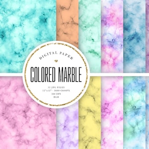 Colored Marble Digital Paper, Pastel Marble Backgrounds, Abstract Textures, Pink, Blue, Purple, Colorful Scrapbook Paper COMMERCIAL USE