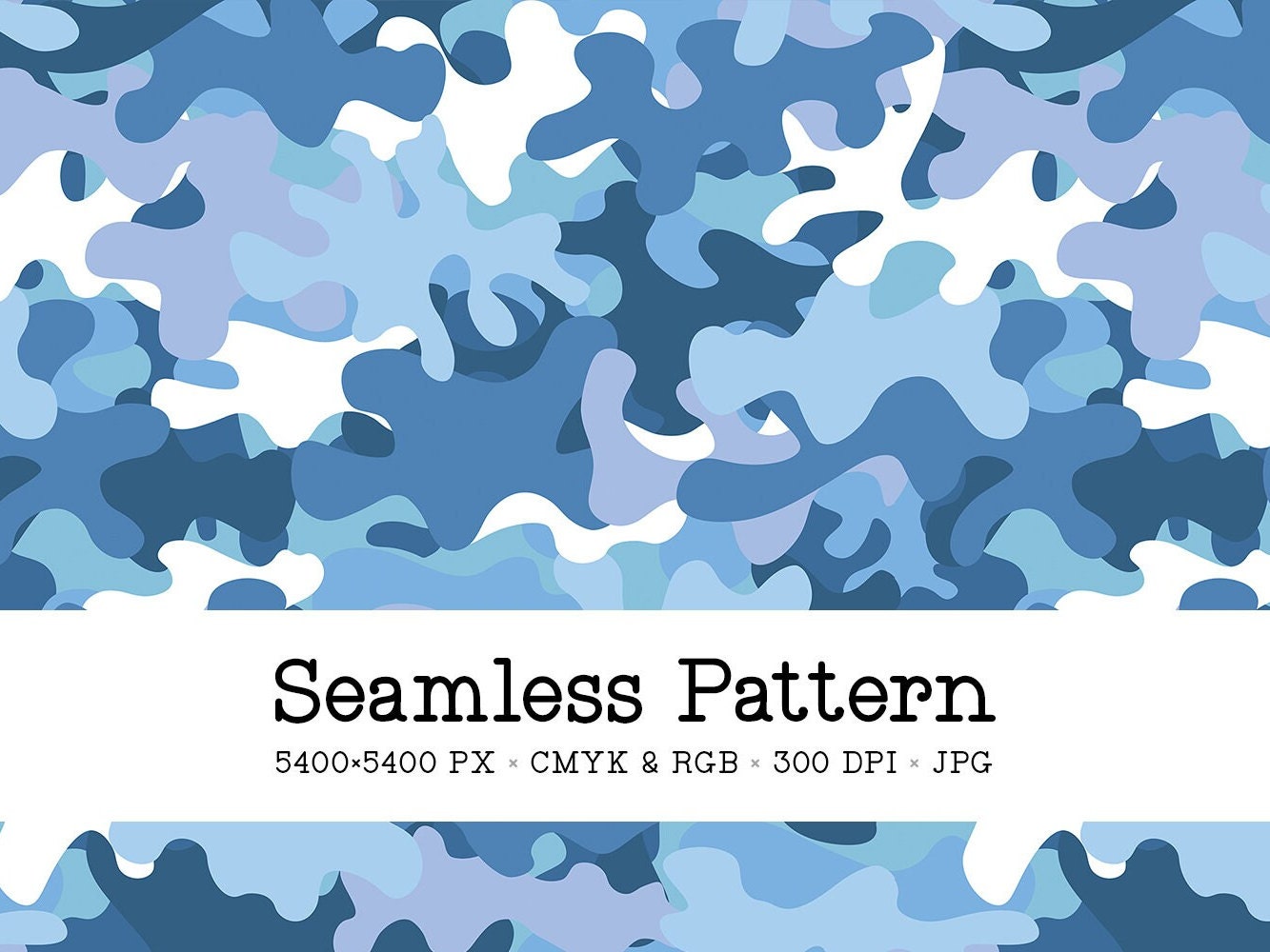 Pastel Blue Camo, Seamless Pattern, Camouflage Digital Paper