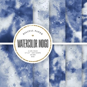 Indigo Watercolor Textures, Abstract Painting Digital Paper, Blue Paint Backgrounds, Abstract Scrapbook Paper, Grungy Texture COMMERCIAL USE