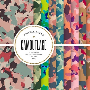 Commercial Use Camo Patterns, Military Digital Paper, Camouflage Backgrounds, Army Scrapbooking, 12x12 Digital Download, Woodland Camo Paper