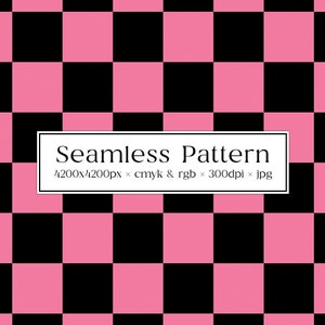 Pink & Black Checkered Pattern, Repeat Digital File for Commercial Use, Big Checkers, Seamless Check Background for Fabric, Commercial Use
