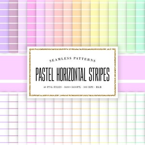 Pastel Horizontal Stripes Digital Paper, Basic Seamless Geometric Patterns, Simple Scrapbook Paper 12x12, Instant Download, COMMERCIAL USE