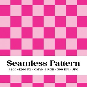 May include: A seamless pattern with alternating pink and light pink squares. The pattern is 4200x4200 pixels, in CMYK and RGB colour modes, and 300 DPI. The file format is JPG.