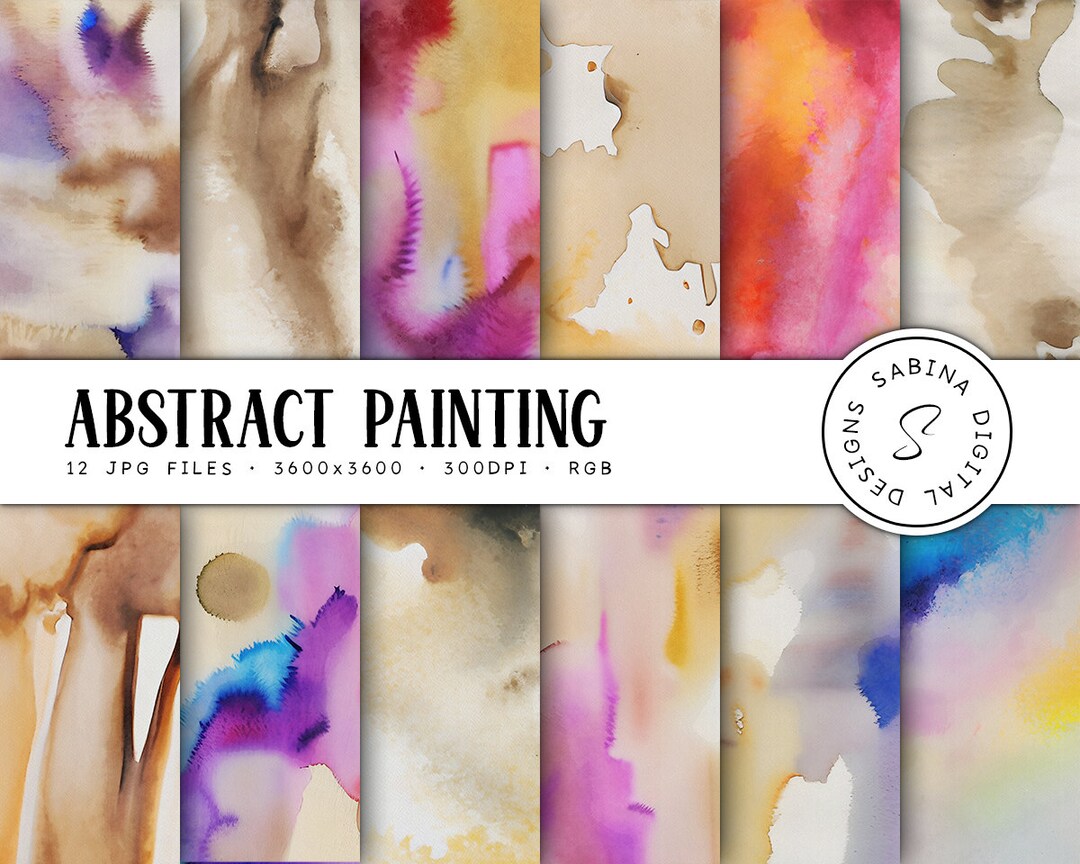 Beige Digital Paper, Abstract Painting Scrapbook Papers, Digital ...