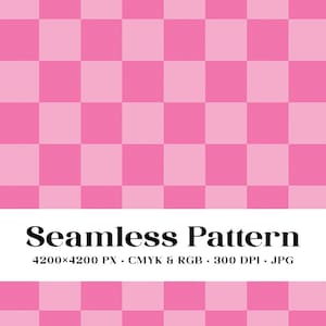 Pink Check Seamless Pattern, Modern Checkered Background, Basic Repeat Checkers, Fabric Printing, Commercial Use Digital Paper File
