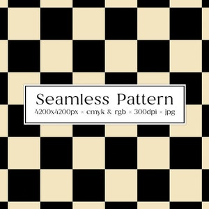 Black & Cream Checkered Pattern, Repeat Digital File for Commercial Use, Dark Checkers, Seamless Check Background for Fabric, Commercial Use