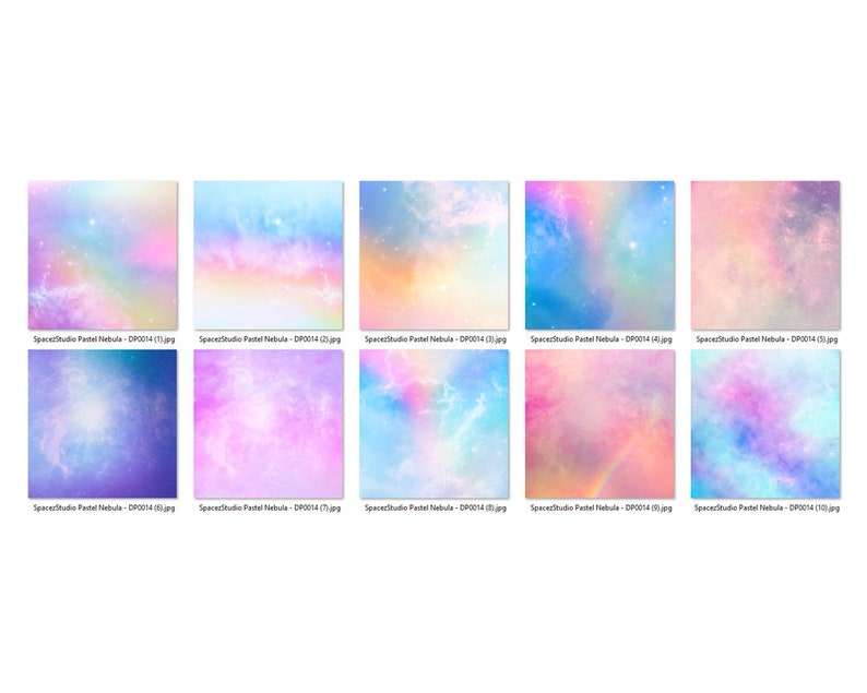 Pastel Nebula Digital Paper, Magic Space Backgrounds, Fantasy Scrapbook