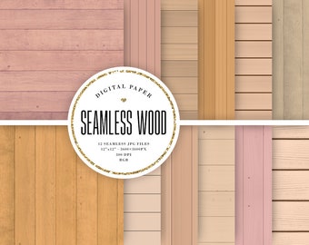 Seamless Wood Textures, Natural Digital Paper 12x12, Beige Wooden Backdrop, Rustic Wood Instant Download Scrapbook Paper, COMMERCIAL USE