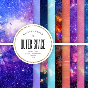 Galaxy Digital Paper, Commercial Use Space Backgrounds, Purple Cosmic Textures, Nebula Digital Scrapbook, Violet Universe, Nebula Glitch