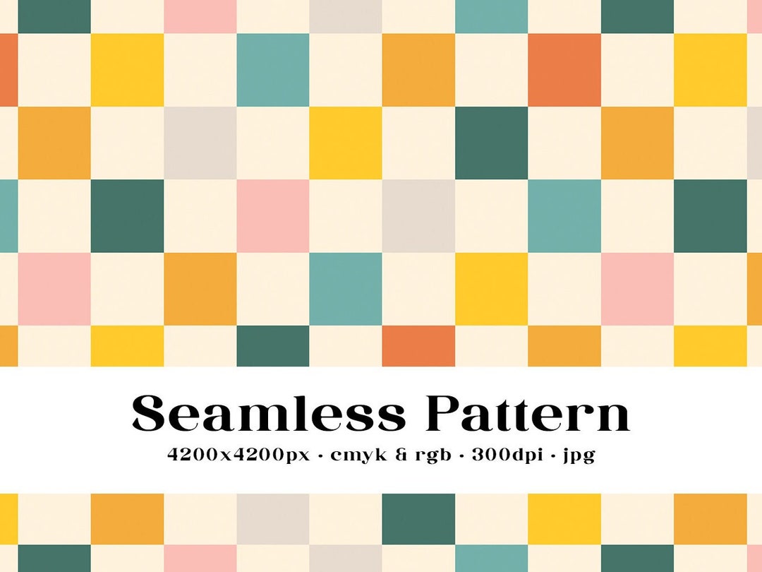 Retro Checkered Seamless Pattern, Commercial Use Digital File, Fabric ...