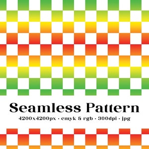 May include: Seamless pattern featuring a gradient of red, orange, yellow, and green squares. The pattern repeats horizontally and vertically.
