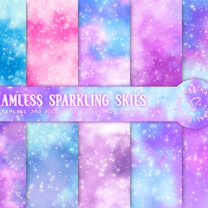 Carta digitale Sky senza cuciture, cieli scintillanti, sfondi estetici, carte pastello Galaxy Scrapbook 12x12, modelli fantasy, uso commerciale
