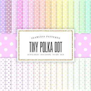 Tiny Polka Dot Digitaal Papier, Naadloze Stippen Achtergronden, Pastel Dots Patronen, Zachte Kleuren, Uitnodiging & Kaart maken, COMMERCIEEL GEBRUIK