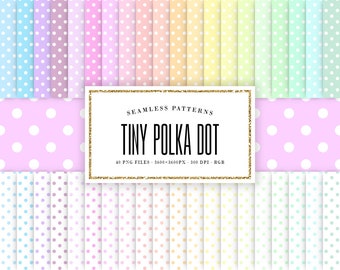 Tiny Polka Dot Digital Paper, Seamless Polka Dots Backgrounds, Pastel Dots Patterns, Soft Colors, Invitation & Card Making, COMMERCIAL USE