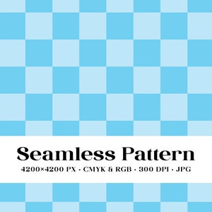 May include: A seamless pattern with alternating light blue and white squares. The pattern is 4200x4200 pixels, in CMYK and RGB color modes, and 300 DPI. The file format is JPG.