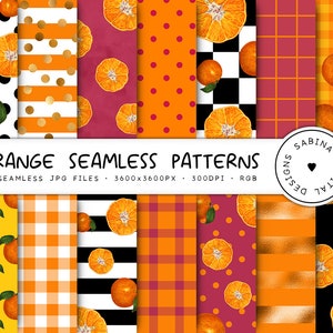 Orange Seamless Digital Paper, Citrus Patterns, Oranges on Geometric Background, Fruit Scrapbook Papers 12x12, Food Pattern, COMMERCIAL USE