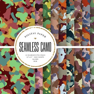 Tileable Camo Patterns, Camouflage Sublimation Digital Paper, Seamless Army Backgrounds, Green, Beige, Brown, Military Digital, Commeric Use