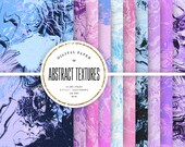 Abstract Textures Digital Paper, Liquid Paint Scrapbook Printables, Pastel Backgrounds, Pink, Purple & Blue 8.5x11 Paper, Commercial Use