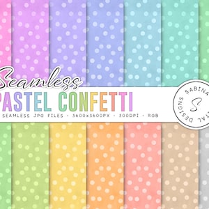 Pastell Konfetti, Pastell Dots Digital Paper 12x12, Grundmuster mit leichten Aquarell Texturen, Nahtlose Scrapbook Papiere, KOMMERZIELLE NUTZUNG