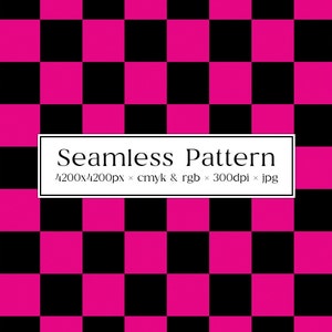 Hot Pink & Black Checkered Pattern, Repeat Digital File for Commercial Use, Checkers, Seamless Check Background for Fabric, Commercial Use