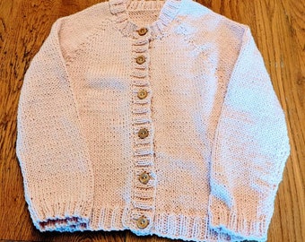 Hand knitted baby cotton cardigan