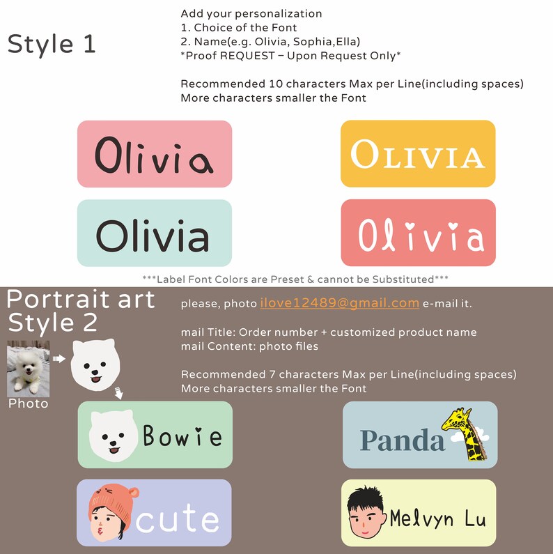 Portrait Art Baby Name Labels Personalize Kid Etsy