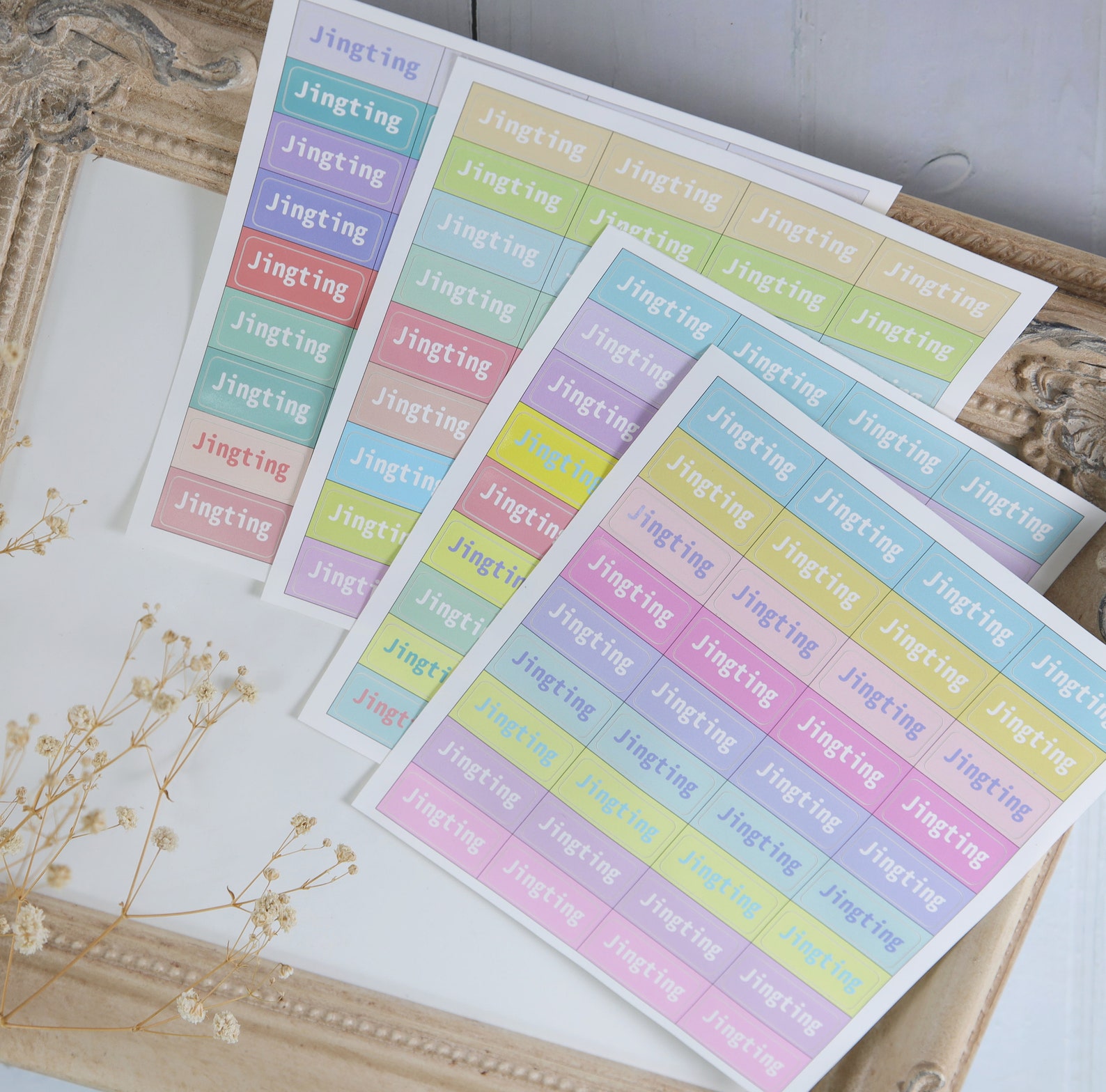 Portrait Art Baby Name Labels Personalize Kid Etsy