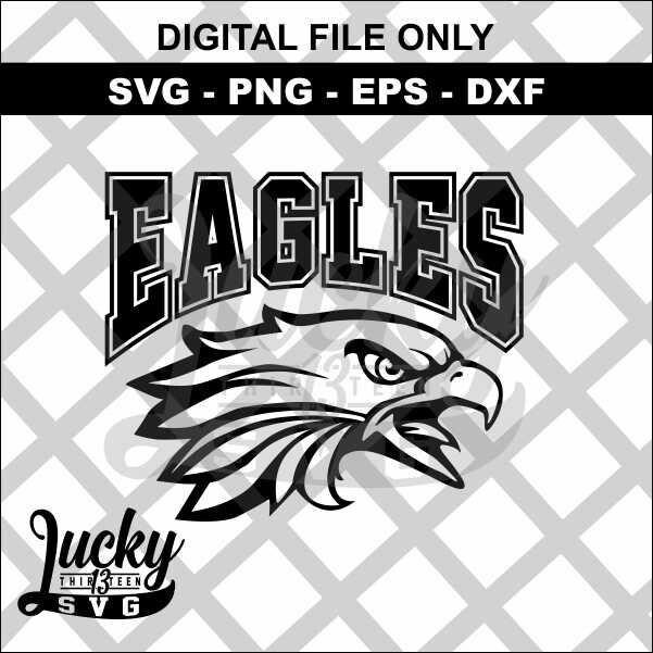 Eagles mascot INSTANT DOWNLOAD 1 vector .eps, .dxf, .svg .png Vinyl Cutter  Ready, T-Shirt, CNC clipart graphic 0435