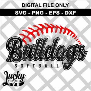 Bulldoggen Softball Spitzen SVG digitale Dateien