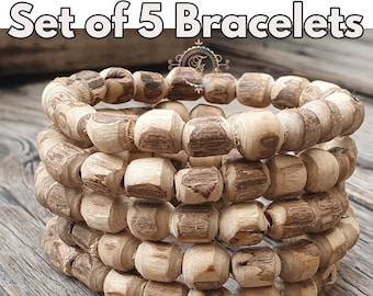 5 Piece - Tulsi Bracelet, Tulasi Bracelet, Tulsi Beaded Bracelets, Stackable Bracelets, Tulsi bead Gifts For Men, Gifts For Women